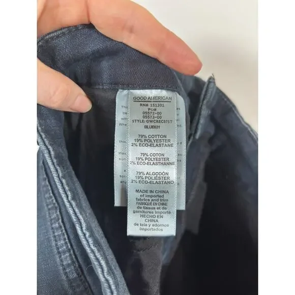 Good American Good Waist Womens 0/25 High Rise Skinny Raw Hem Blue Jeans - Picture 4 of 5